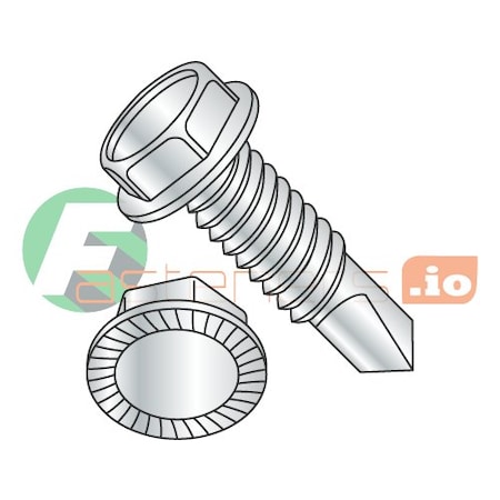 Self-Drilling Screw, #10-32 X 3/4 In, Zinc Plated Steel Hex Head Hex Drive, 5000 PK